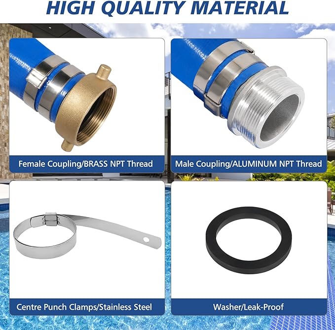 2" x 50 ft Backwash Hose for Swimming Pools, Heavy Duty PVC Lay Flat Water - Image 2