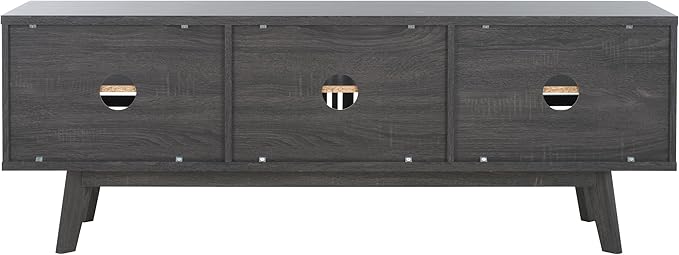 SAFAVIEH ESMA TV Stand for up to 65" Flatscreen – Distressed Black, Sliding Doors with Interior Storage, Entertainment Media Console (MED9640E)