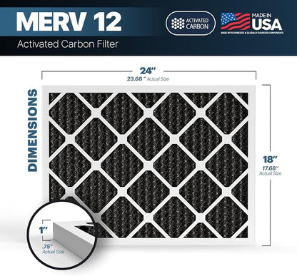 BNX TruFilter 18x24x1 MERV 12 Odor Defense AC Furnace Air Filter - Image 2