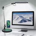 OTUS Desk Lamp for Home Office with Wireless Charger | LED Adjustable Architect Swing Arm Task Light for Computer Desk, Reading, Study & Video Calls | Dimmable Eye-Care Panel with Smart Memory
