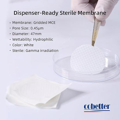100Pack MCE Gridded Membrane Filter 47mm 0.45μm Mixed Cellulose Esters Membrane - Image 2