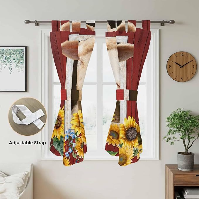 Sheep Sunflower Bedroom Curtains 72 Inch Length, Window Curtains Tab Top - Image 5