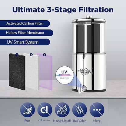 Membrane Solutions UV Countertop Water Filtration System, Stainless Steel 2.25G - Image 3