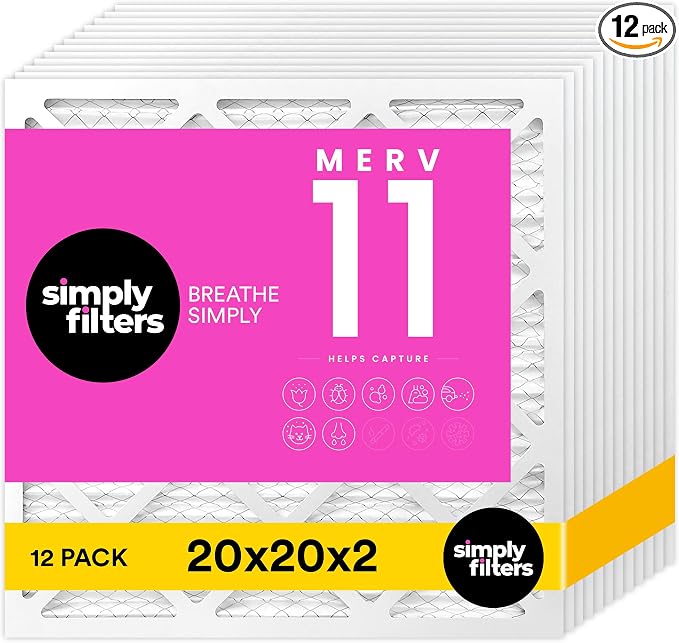 Simply 20x20x2 Air Filter, MERV 11, 12 Pack, Furnace Air Filter by SimplyFilters