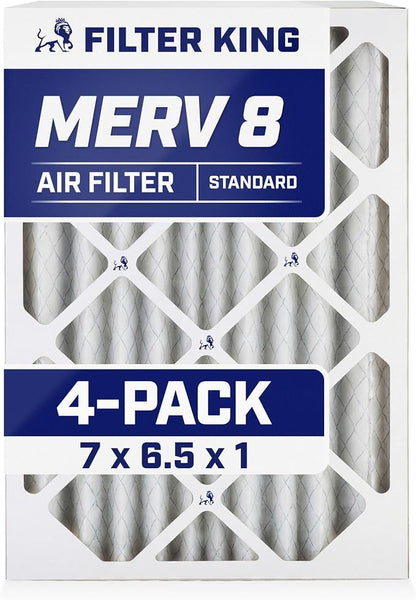 Filter King 7x6.5x1 Air Filter | 4-PACK | MERV 8 HVAC Pleated A/C Furnace by FilterKing