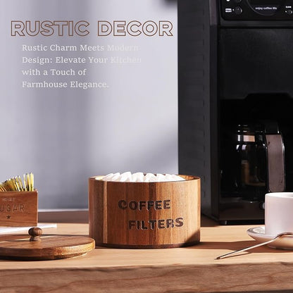 Acacia Wood Coffee Filter Holder and Storage - Image 7