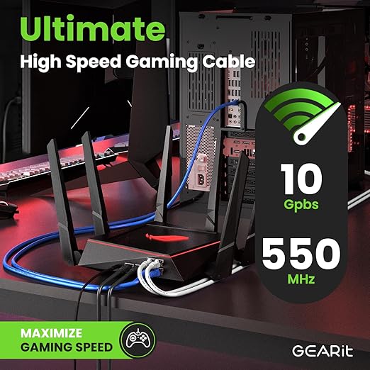 GEARit Cat 6 Ethernet Cable Pack - 10-Pack 7 ft Cat6 Ethernet Patch Cables | RJ45 Network Patch Cable, 10 Gbps Snagless Gold-Plated Connectors - Ethernet Cable Cat 6 for PC, TV, Router - Black