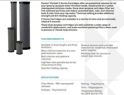 Pentair Pentek C1-20 Carbon Water Filter, Whole House Dual Purpose Powdered - Image 3