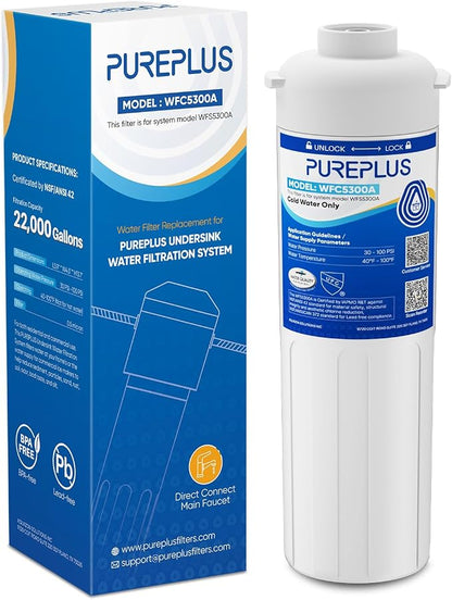 PUREPLUS WFC5300A Under Sink Water Filter, 22000 Gallons, 99.99% Chlorine by PUREPLUS