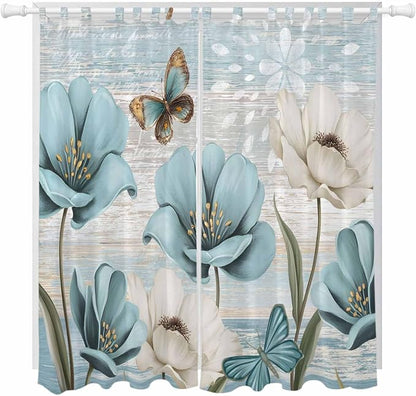 Spring Floral Living Room Curtains 84 Inch Length, Window Curtains Tab Top by Unknown