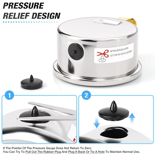 MEANLIN MEASURE 0~15Psi Dry Low Pressure Gauge Stainless Steel 1/" NPT 2" FACE - Image 6