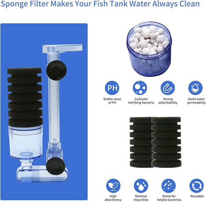 UPETTOOLS 10-40 Gla Aquarium Sponge Filter Ultra Quiet Aquarium Air Pump Small - Image 2