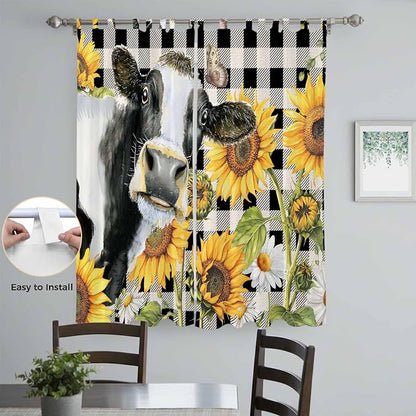 Retro Sunflowers Living Room Curtains 96 Inch Length, Window Curtains Tab Top - Image 4