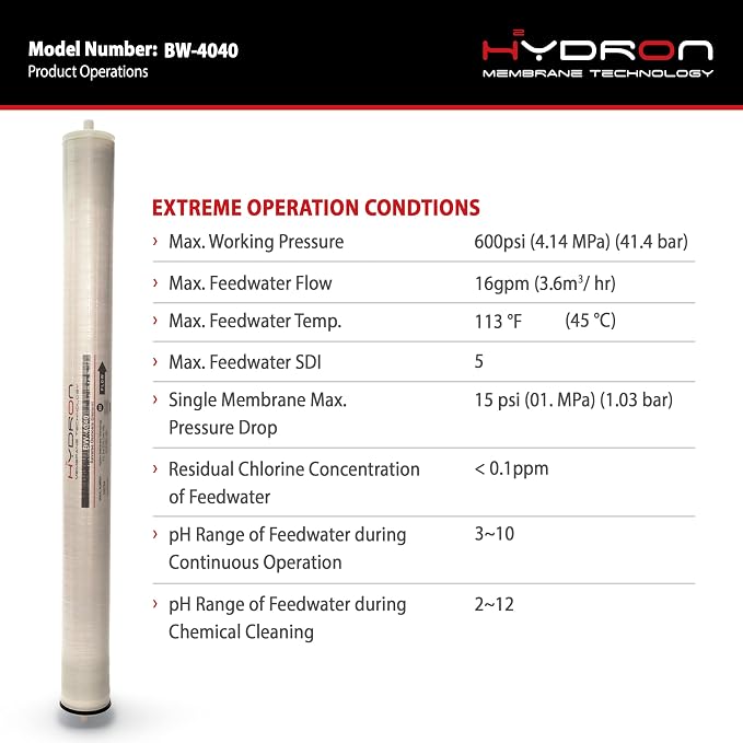 Hydron BW-4040 Reverse Osmosis Membrane – 4" x 40", 2400 GPD | High Performance - Image 5