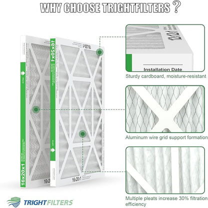 16x20x1 Air Filter 4 Pack, Durable MERV 8 Pleated Home HVAC AC Furnace Filters - Image 3
