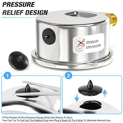 MEANLIN MEASURE 0~100Psi Dry Pressure Gauge Stainless Steel 1/8" NPT 2" FACE - Image 6