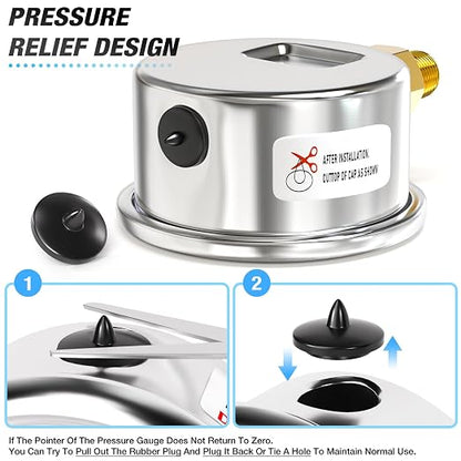 MEANLIN MEASURE 0~160Psi Dry Pressure Gauge Stainless Steel 1/4" NPT 2" FACE - Image 6