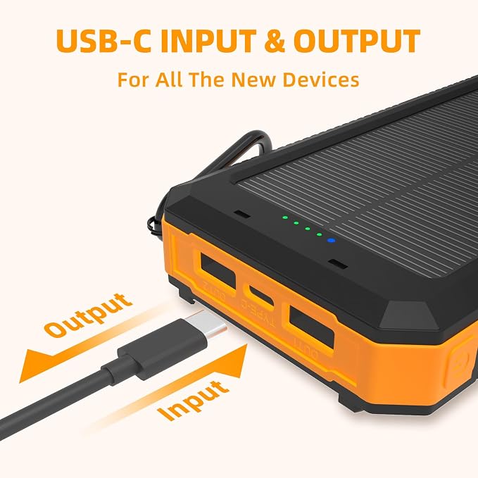 Solar Charger Power Bank 20, Portable Charger, 4 Cables 3 Ports Fast Charging - Image 4