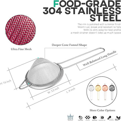 Homestia 2 Piece 3.3" Fine Mesh Strainer - Image 4