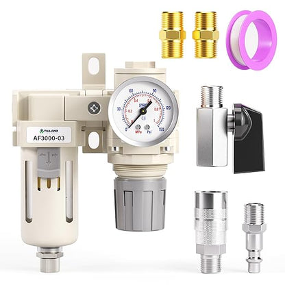 TAILONZ PNEUMATIC 3/8 Inch NPT 2 in 1 Air Filter Pressure Regulator Combo by TAILONZPNEUMATIC