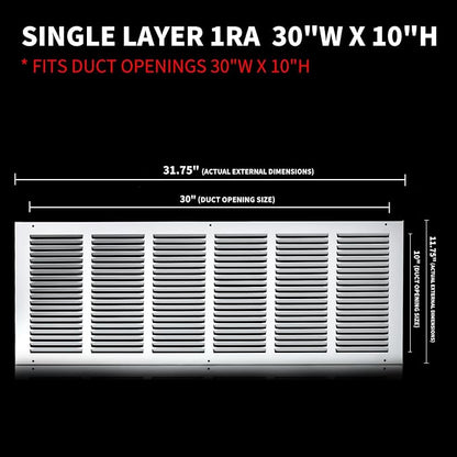 30x10 Return Air Grille, Air Return Vent Cover, Flat Vent Cover, Rejillas De - Image 2