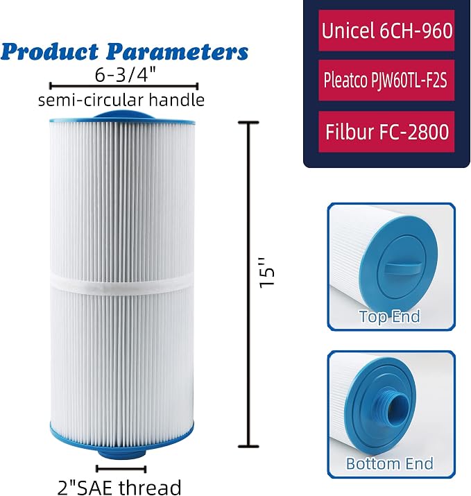 Spa Filter 6CH-960 Replaces Jacuzzi Filters J-300 J-400, Unicel 6CH-960 - Image 2