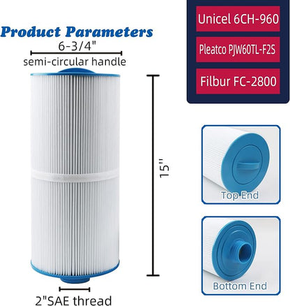 Spa Filter 6CH-960 Replaces Jacuzzi Filters J-300 J-400, Unicel 6CH-960 - Image 2