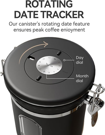 Veken Coffee Canister with Window, Airtight Stainless Steel Kitchen Food - Image 4