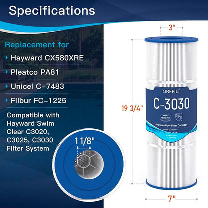 C3030 Pool Filter Cartridges, Compatible - Image 2