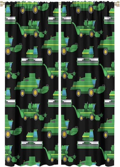 Kids Agriculture Machine Window Curtains, Farm Equipment Tractors Transport by SHElifestyle