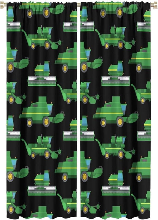 Kids Agriculture Machine Window Curtains, Farm Equipment Tractors Transport by SHElifestyle
