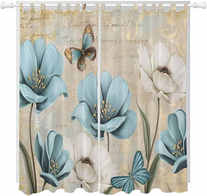 Spring Flowers Living Room Curtains 96 Inch Length, Window Curtains Tab Top by Unknown