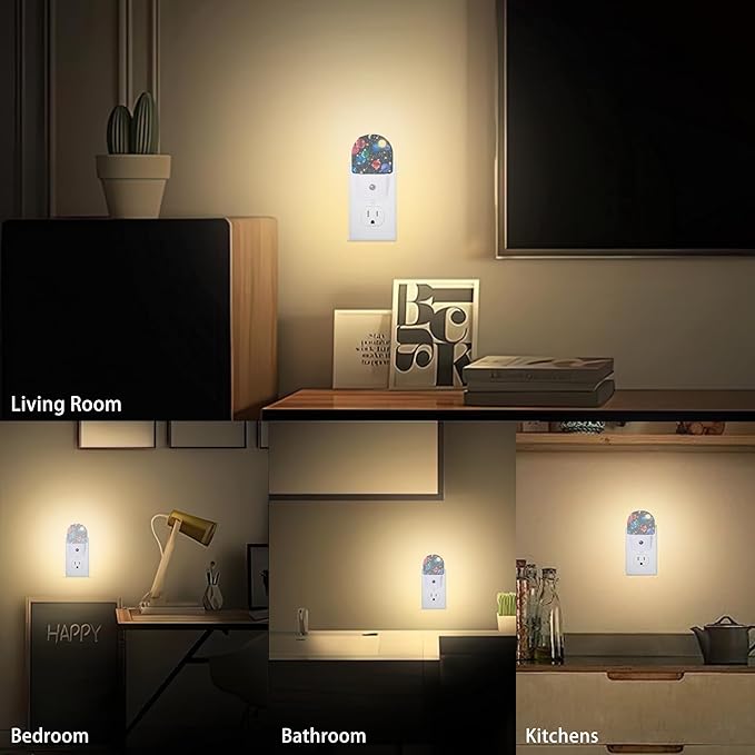 Axxitude Galaxy Space Constellation Cosmos Night Lights Plug into Wall for Girls Boys Room,Night Light LED Lamp Dusk to Dawn Sensor Round Lamp for Bedroom Bathroom Hallway Home Wall Decor Nightlight