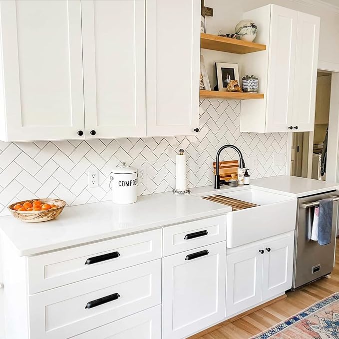 Wall Kitchen Cabinets, RTA Cabinets, White Shaker Cabinet, Wall Mounted, RTA Upper Cabinet, Modern for Kitchen and Bathroom with Door, 2 Adjustable Shelves (White, 27" W x 30" H x 12" D)