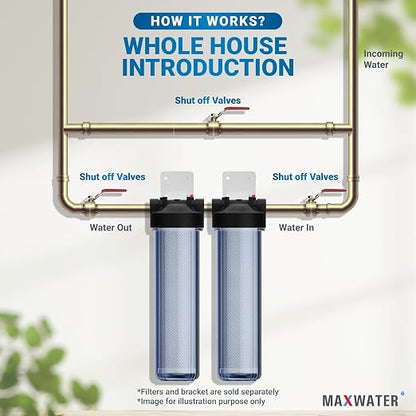 Max Water Whole House 20" x4.5" Purple Clear WH Water Filter Housing 1 inch - Image 5