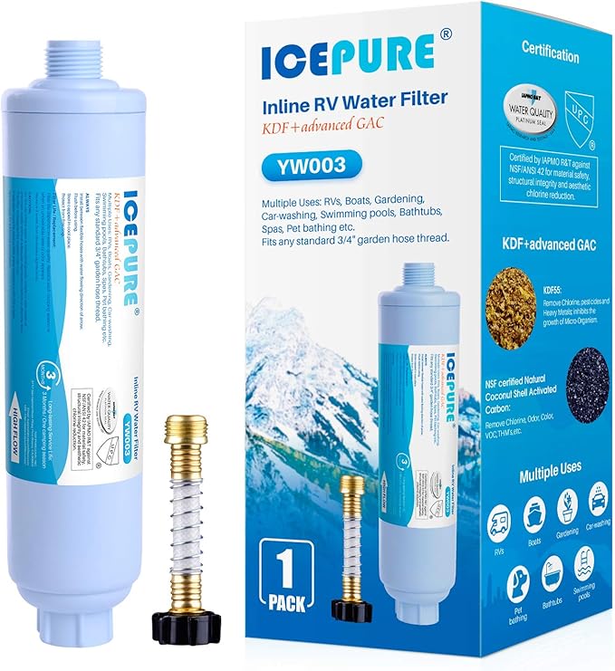 ICEPURE Inline Water Filter for Hose on RV Garden Pool Camper Marine Boat for by ICEPURE