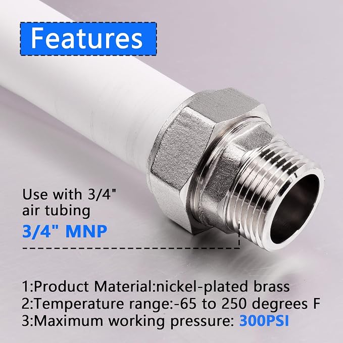 Straight Air Piping Fittings, 3/4"Piping x 3/4"Male NPT Threads Adapter Fittings - Image 4