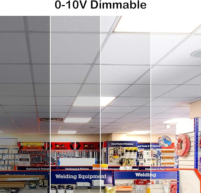 hykolity (6 Pack 2x4 FT LED Flat Panel Troffer Light, 30/40/50W 3-Wattage Selectable, 0-10V Dimmable, 5000K 5500lm Lay in Fixture for Office, 3-Lamp F32T8 Fixture Replacement