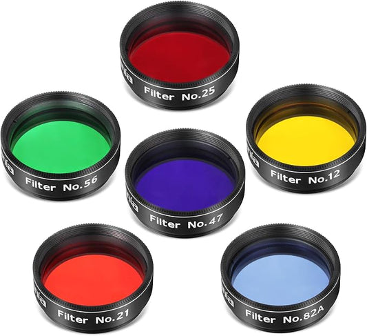 Astromania Telescope Filter Set, 1.25 inches Six Color Filters Kit, Telescope by AstromaniaOptics