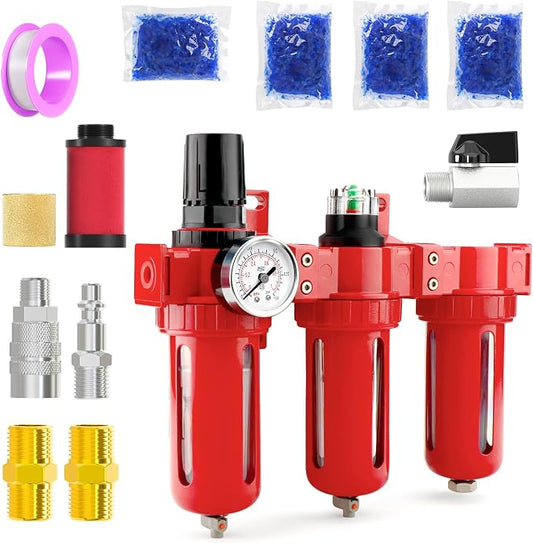 1/4" NPT 3 Stage Aluminium Air Drying System, Coalescing Filter, Particulate by MEANLIN