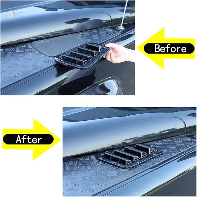 Car Decorative Front Hood Bonnet Side Trim Cover Steel Air Flow Intake Scoop - Image 5
