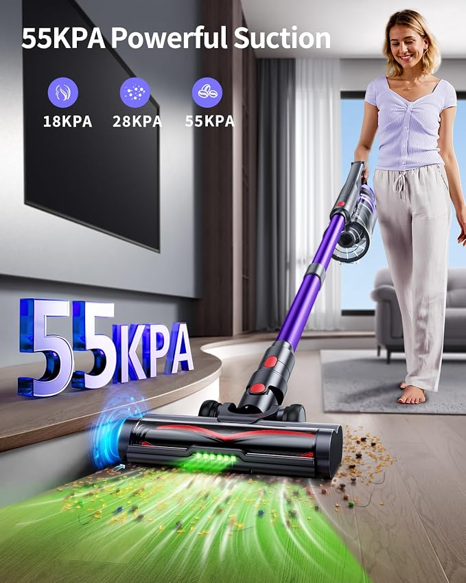 Cordless Vacuum Cleaner 600W 50KPA Powerful Suction 65 Mins Stick Handheld - Image 2