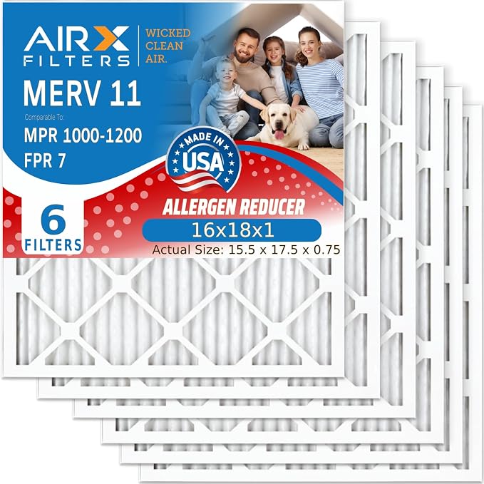 AIRX FILTERS WICKED CLEAN AIR 16x18x1 MERV 11 Electrostatic Pleated Air by AIRXFILTERSWICKEDCLEANAIR