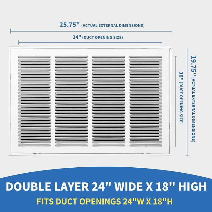 24x18 Return Air Grille, Return Air Vent Cover - Image 2