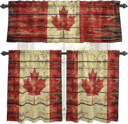 Kitchen Curtains Tiers and Valance Set of 3, Canada Light Filtering Window by Anzona