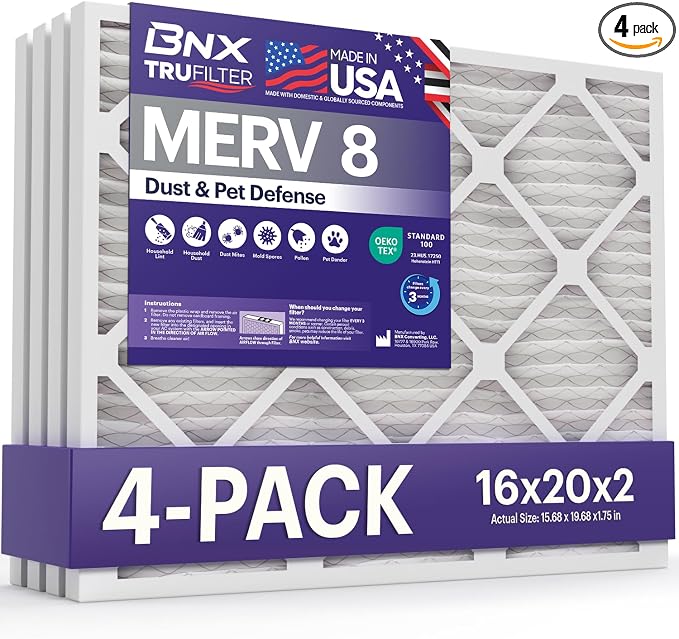 BNX TruFilter 16x20x2 Air Filter MERV 8 by BNX