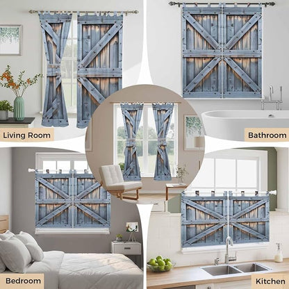 Farmhouse Wood Grain Kitchen Curtains 45 Inch Length, Short Cafe Window - Image 7
