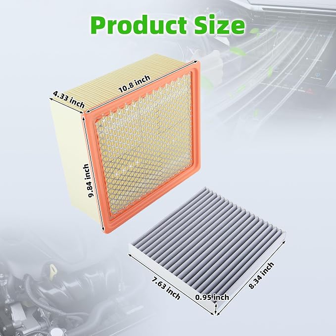 AUTOKAY Cabin Engine Air Filter kit Fits - Image 4