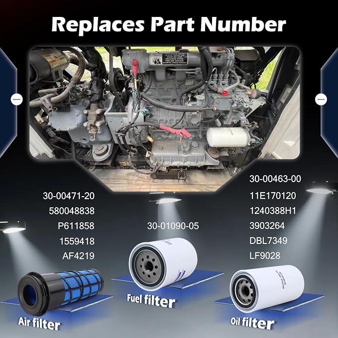Maintenance Service Filter Kit, Air/Fuel/Oil Filter Set Compatible - Image 4