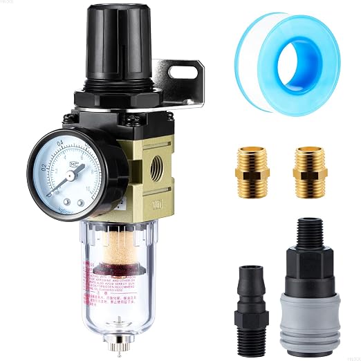 1/4" NPT Air Compressor Filter Regulator Combo, Water Separator Air Pressure by VIILOCK